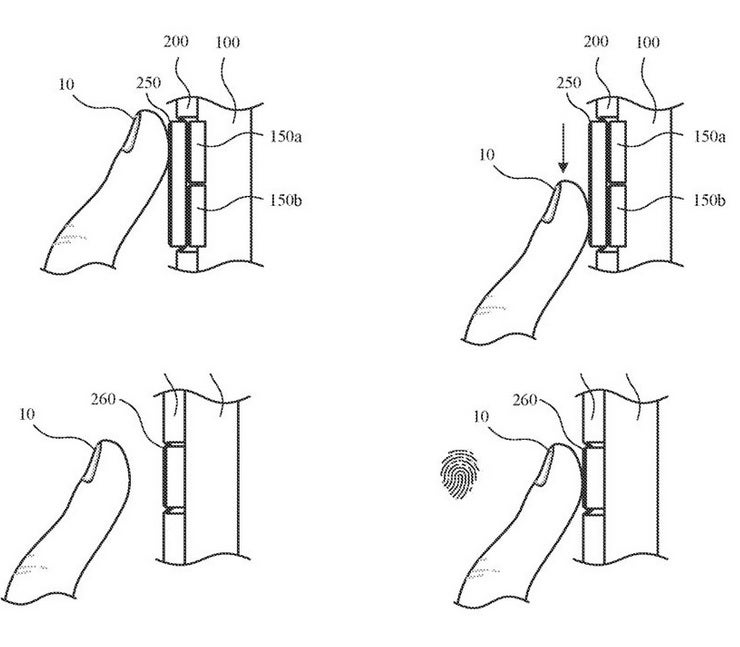 An embedded virtual button getting pressed on a case&amp;nbsp; developed for an iPhone. | Image credit-USPTO - Apple seeks a patent for iPhone case technology with a remote, virtual Action Button, and more