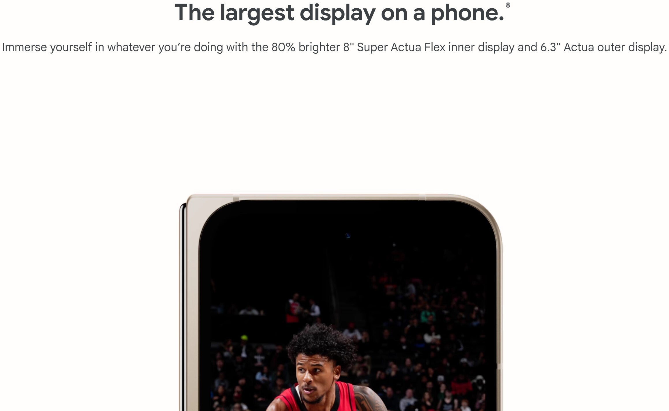 It says that the Pixel 9 Pro Fold has the largest display on a phone right in the description. | Image credit – Google - &#039;Largest screen on a phone&#039; is a weird Pixel 9 Pro Fold flex, Google, but ok