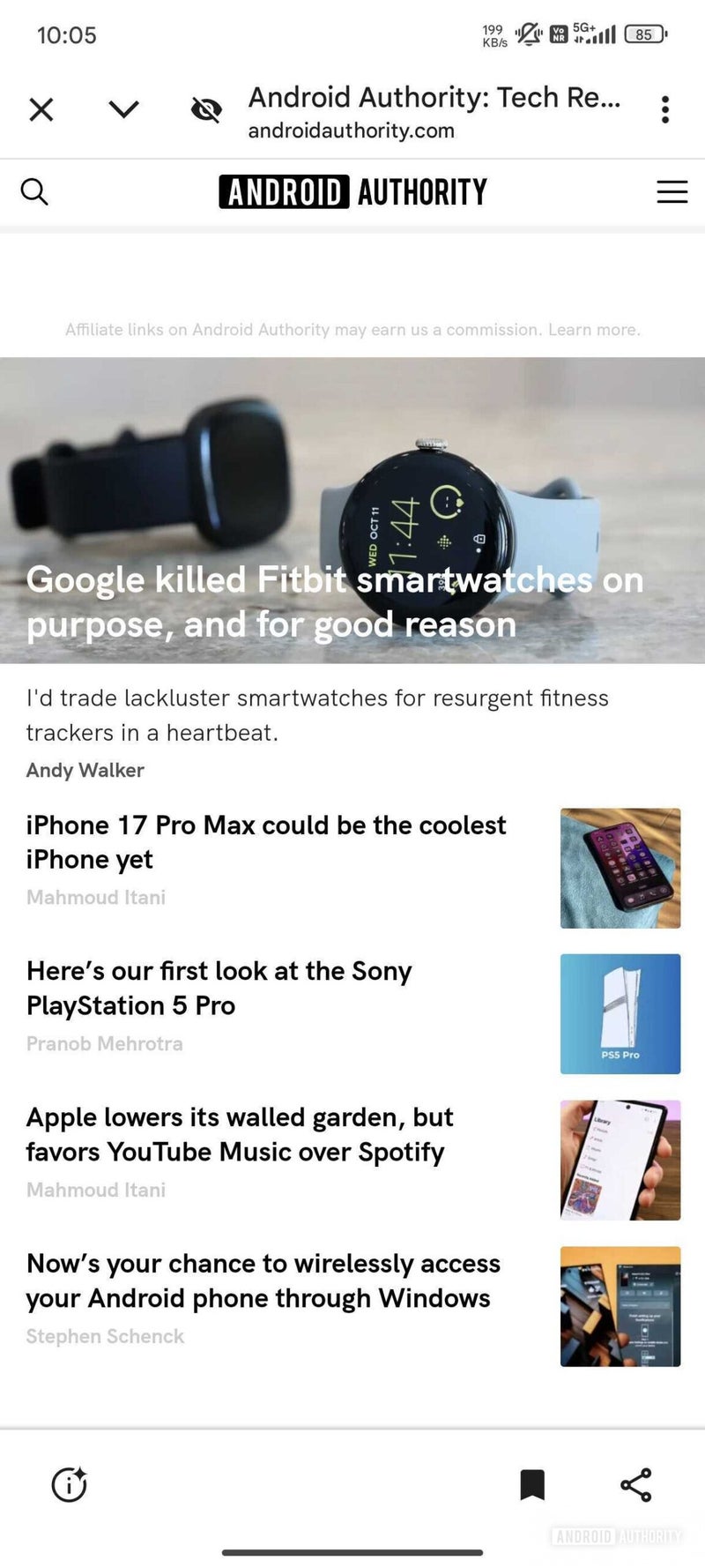 Screenshot of Google app browser bottom bar redesign candidate