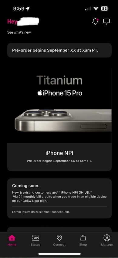 T-Mobile apparently sent out by mistake to its T-Life app a copy of an ad in development for its iPhone 16 On Us promo. | Image credit-@sticksndrones - T-Mobile accidentally reveals upcoming iPhone 16 On Us promo