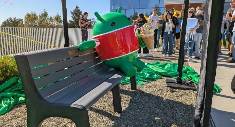 The new Anderoid 15 Vanilla Ice Cream statue arrives at Mountain View. | Image credit-9to5Google - Google&#039;s new Android 15 statue will bring back memories