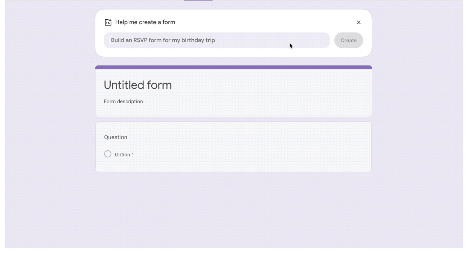 Screenshot showing the field for Gemini in Google Forms.