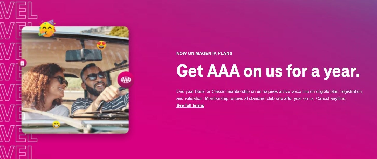 T-Mobile subscribers can Enjoy one year of AAA Basic or Classic service on the carrier. | Image credit-T-Mobile - T-Mobile subscribers who get a free year of AAA will end up canceled if they do this