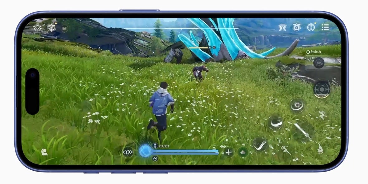 The 5-core GPU in the A18 application processor delivers outstanding graphics in AAA games. | Image credit-Apple - Apple introduces two faster, more efficient processors for the iPhone 16 series