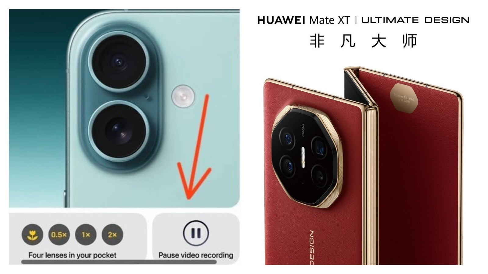 iPhone 16 and Huawei Mate XT Ultimate.