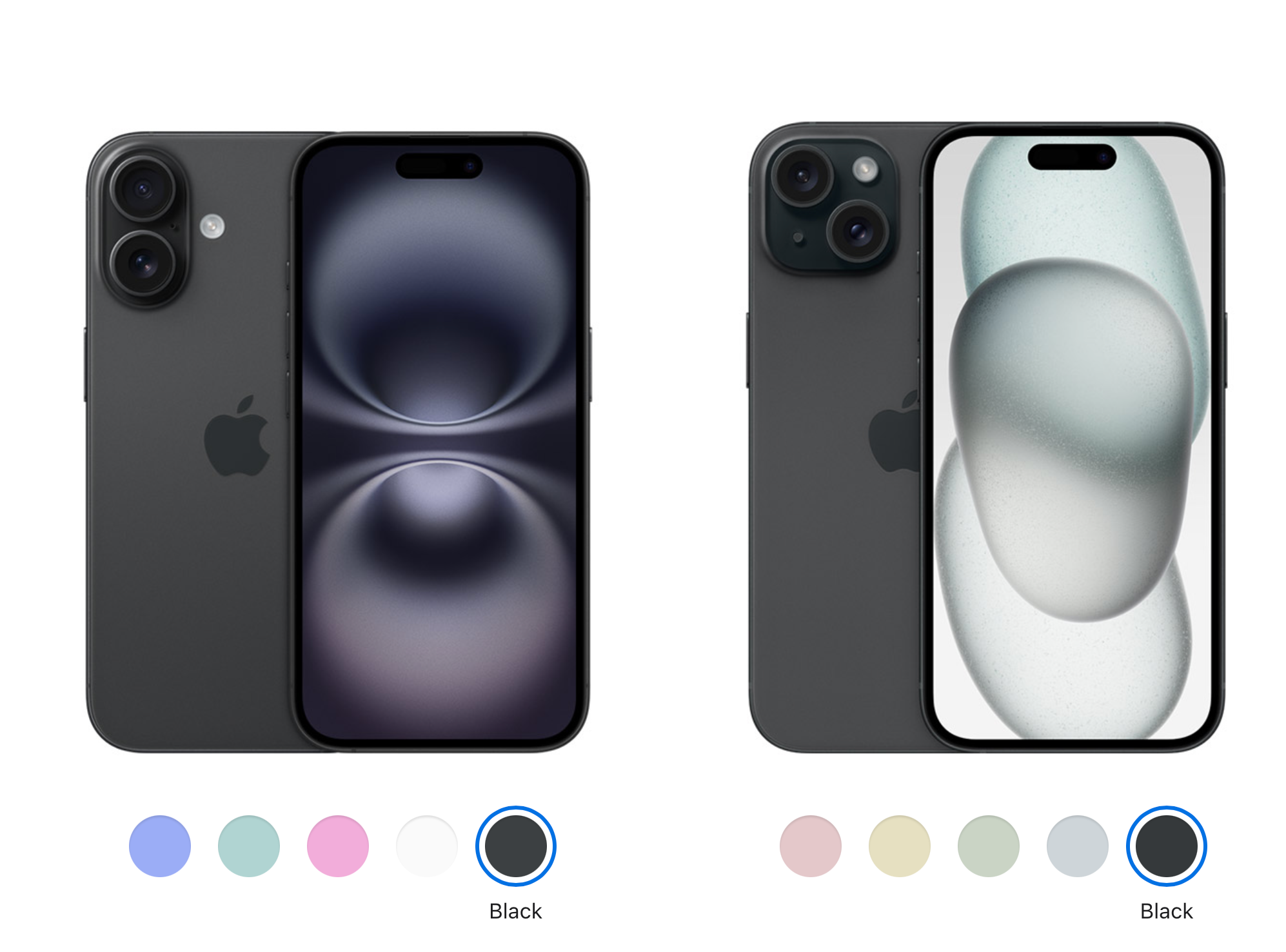 Black color is almost identical on the iPhone 16 and iPhone 15&amp;nbsp; | Image Credit - Apple - iPhone 16 colors: all the official shades