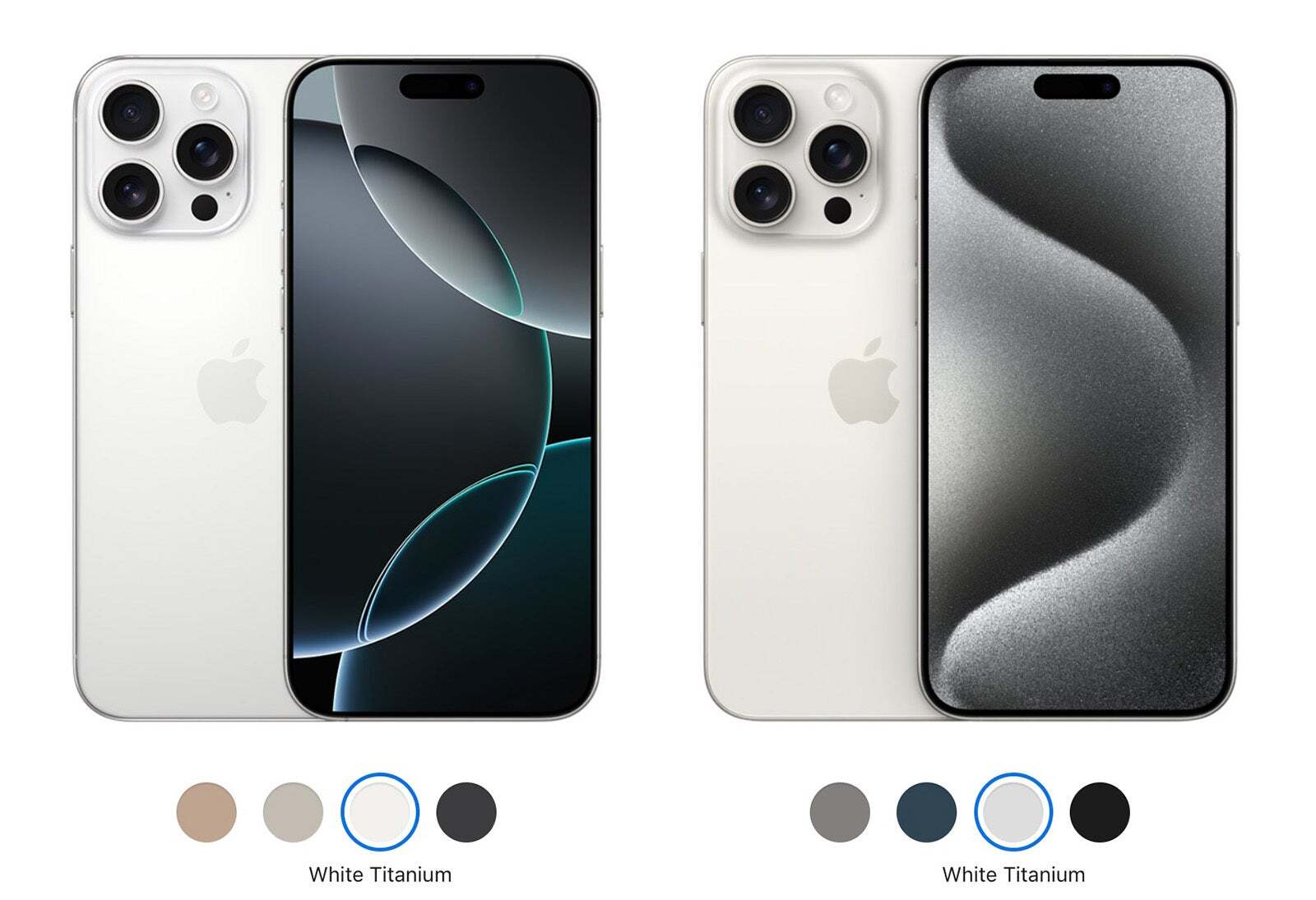 White Titanium is now brighter and sports colder undertones than the warmer White Titanium on the 15 Pro. | Image Credit - Apple - iPhone 16 colors: all the official shades