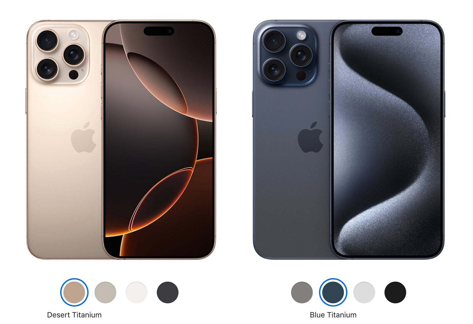 There&#039;s no Blue Titanium this year, we have the gorgeous Desert Titanium on the iPhone 16 Pro. | Image Credit - Apple - iPhone 16 colors: all the official shades