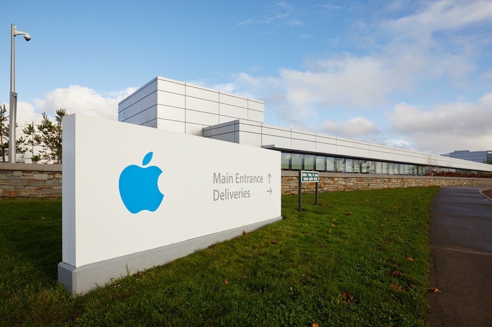 A photo of a sign for Apple&#039;s facility in Cork, Ireland