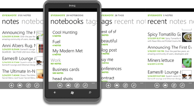 Evernote hits WP7 and looks sexy