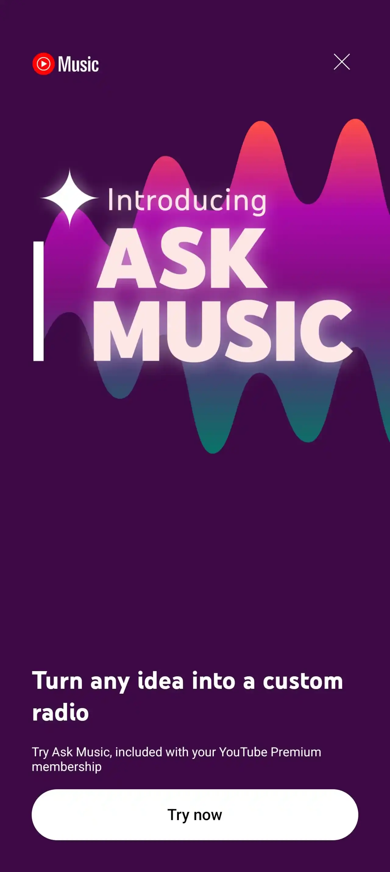 A screenshot of the &amp;quot;Ask Music&amp;quot; screen.