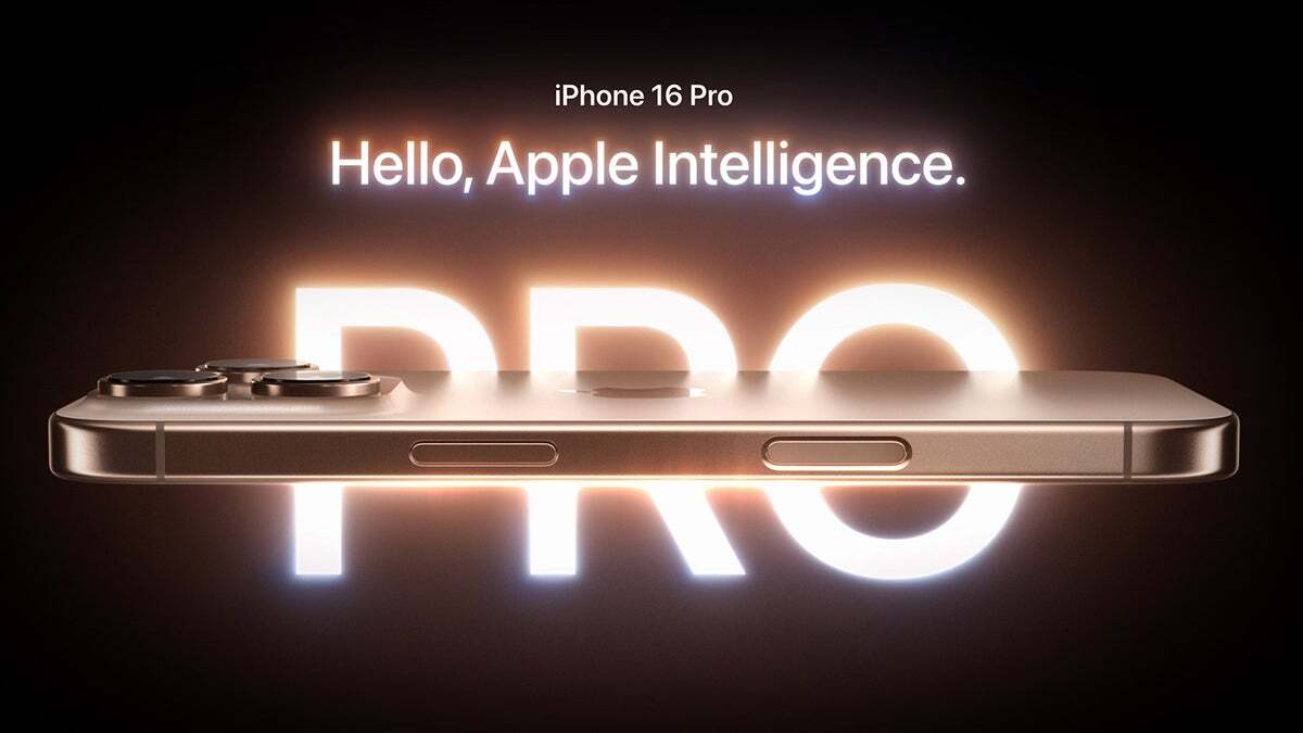 The new iPhone 16 Pro from its side.