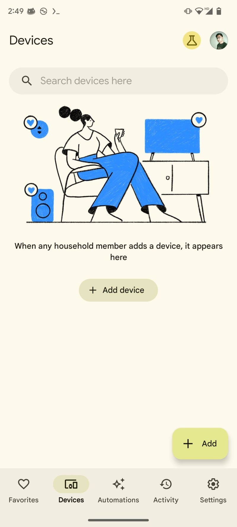 Screenshot of the Google Home app featuring a Material You makeover