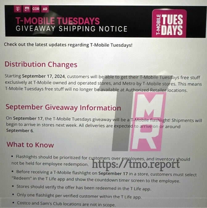 Leaked internal T-Mobile memo reveals a change to how T-Mobile Tuesdays free stuff is distributed. | Image credit-The Mobile Report - Change to T-Mobile Tuesdays makes it harder for some subscribers to get their &quot;free stuff&quot;