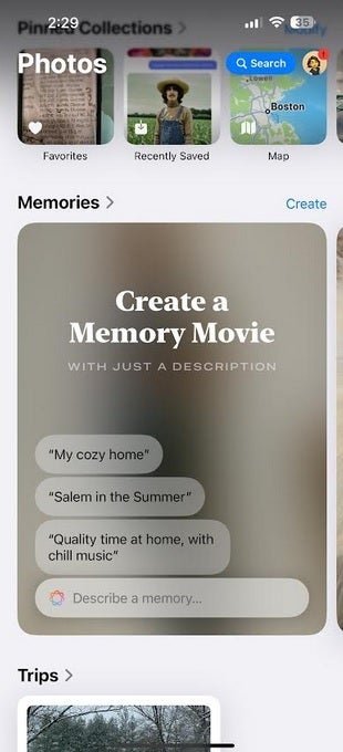 Создание Memory Movie с использованием Apple Intelligence