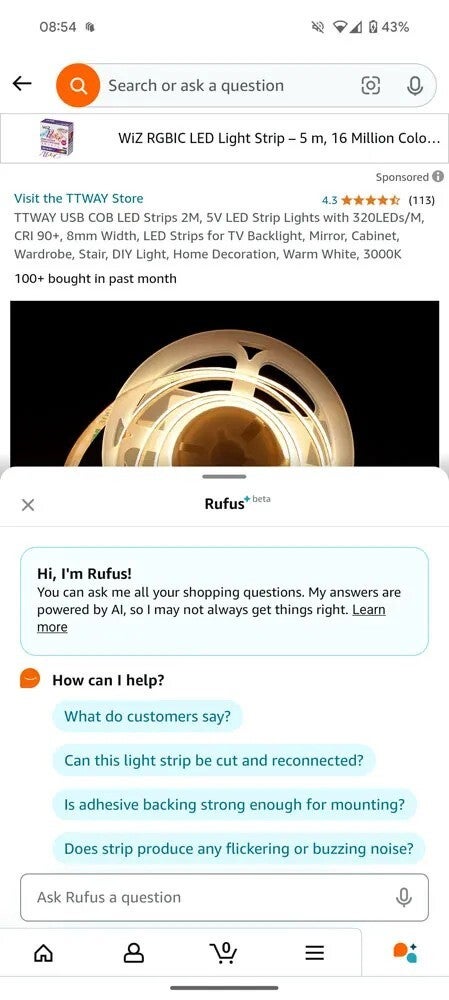 Amazon updates its Android app interface with Rufus AI features