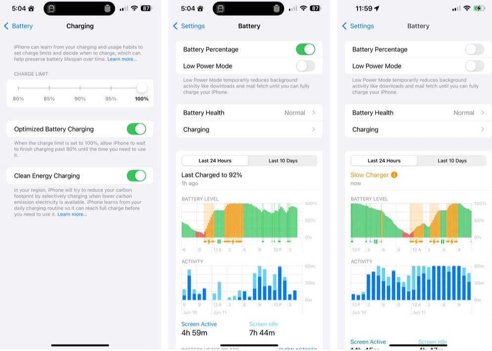 Updated battery graph and optimizations on iOS 18. | Image credit-9to5Mac - With iOS 18, you&#039;ll now know if your iPhone battery charger is too slow