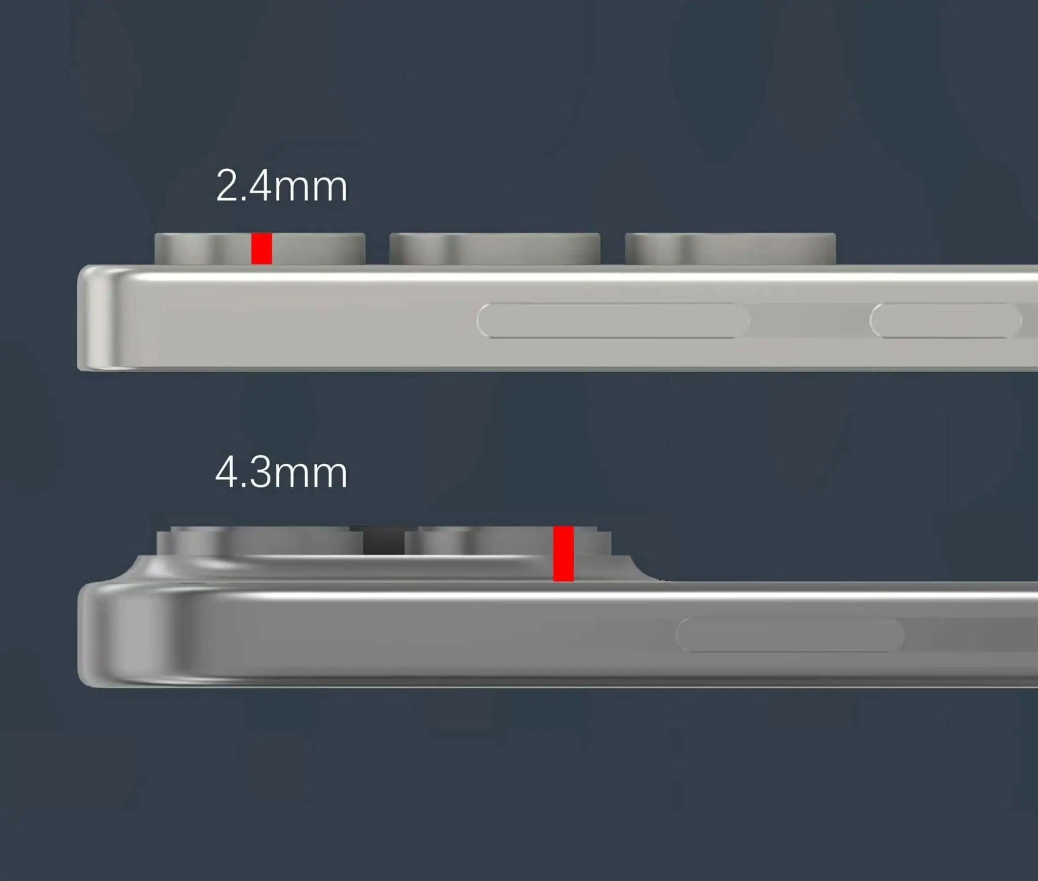 Not that this difference in thickness is crucial, but the slicker form factor of the S25 Ultra does contribute to its cool-looking factor. - New render compares iPhone 16 Pro Max and Galaxy S25 Ultra camera thickness