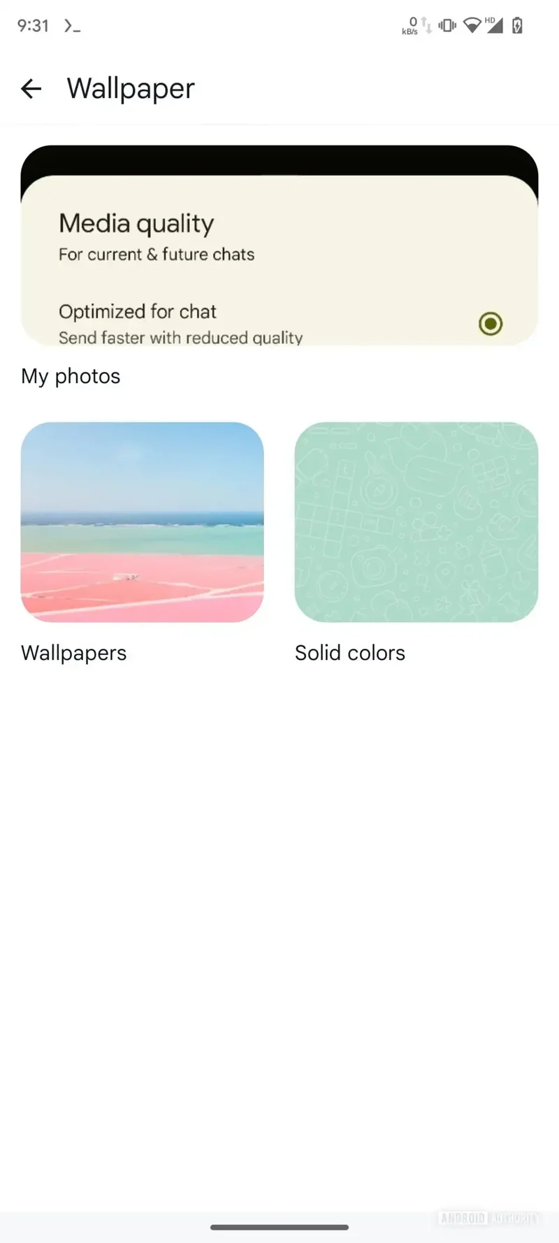 Screenshot of how you can pick a theme with the upcoming WhatsApp feature.