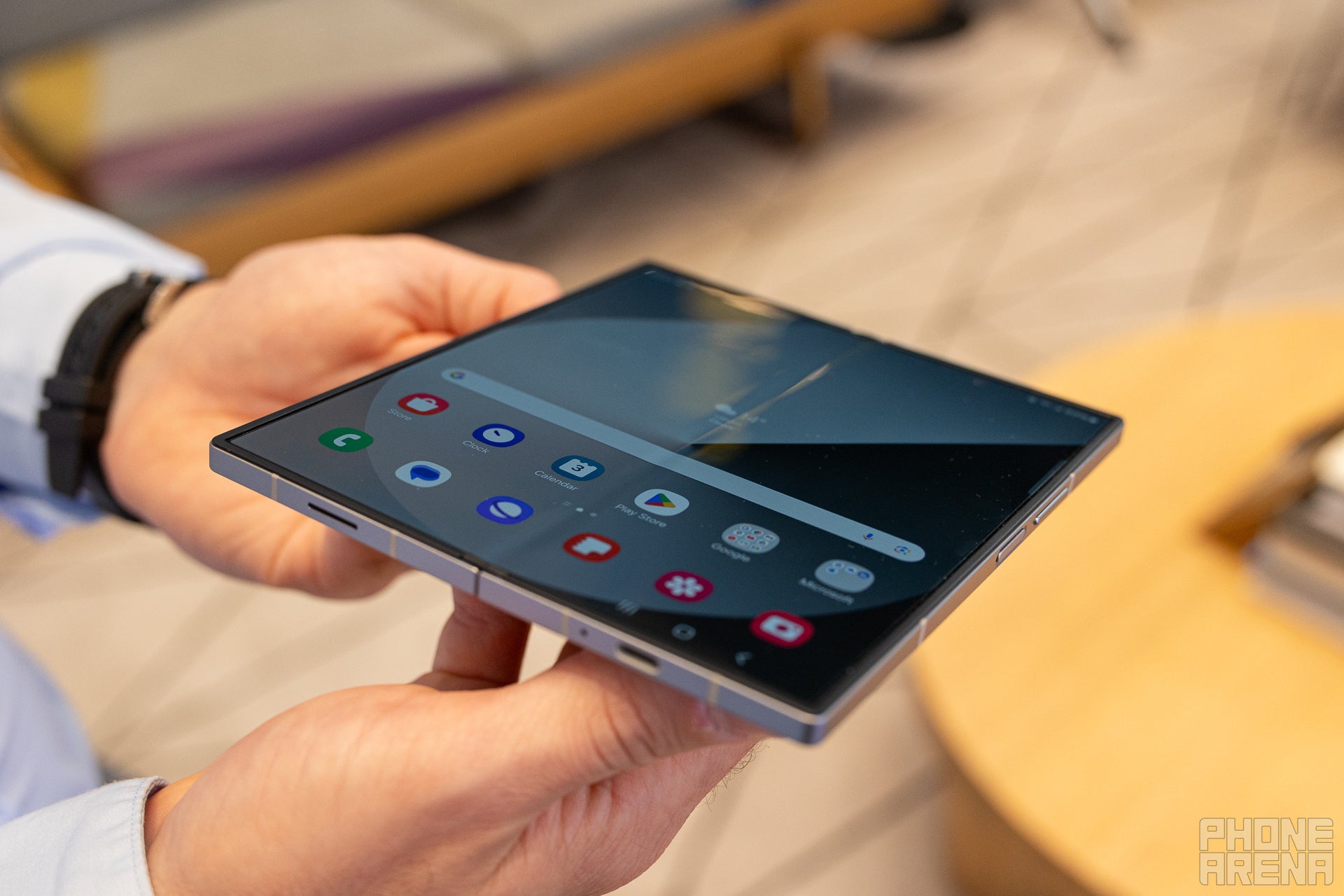 Galaxy Z Fold 6 held in a person&amp;#039;s hands. 