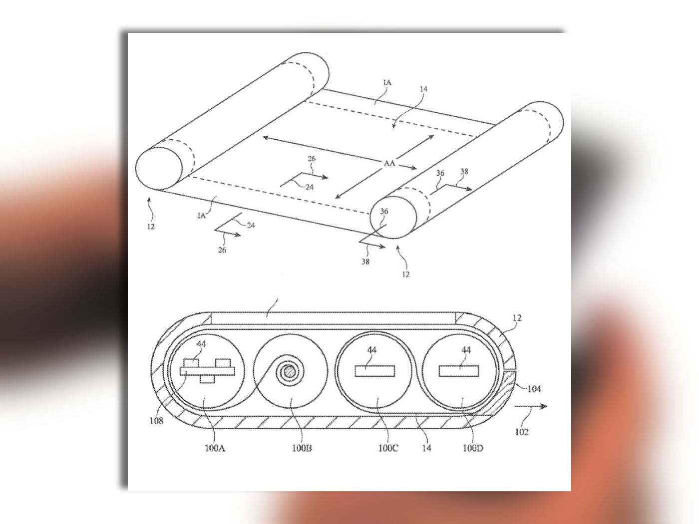 Some of the sample graphics, as shown in Apple’s patent. | Image credit – Apple; Collage by PhoneArena - Samsung lost the tri-fold race to Huawei, but it might roll out the future of smartphones