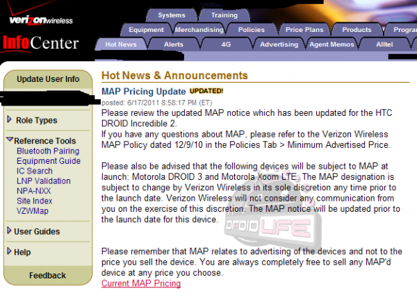 The Motorola XOOM LTE and the Motorola DROID 3 have been added to Verizon&#039;s MAP list - LTE version of Motorola XOOM and Motorola DROID 3 each make Verizon&#039;s MAP list