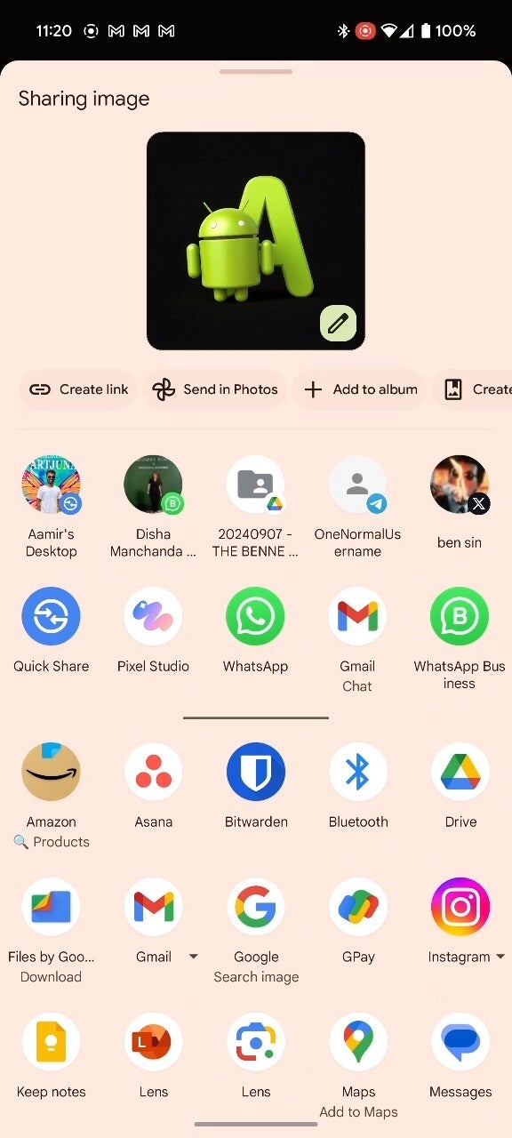 A screenshot of an image being shared on an Android