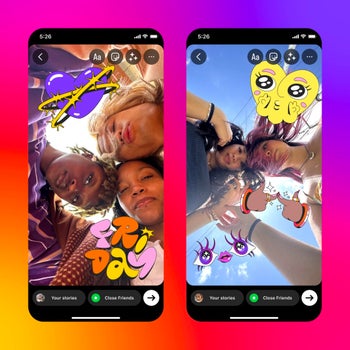 A screenshot of Instagram's new stickers in use