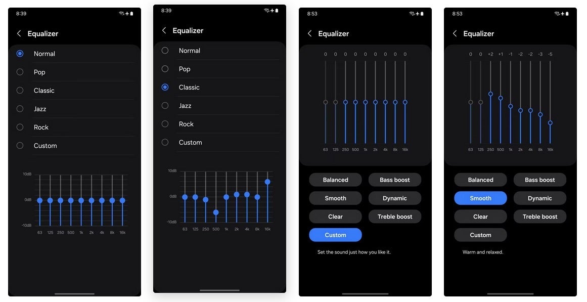 n the left is the equalizer in One UI 6. On the right, the equalizer in One UI 6.1.1. | Image credit-Android Police - Samsung didn't tell you that it enhanced the UI of the audio equalizer on some Galaxy phones