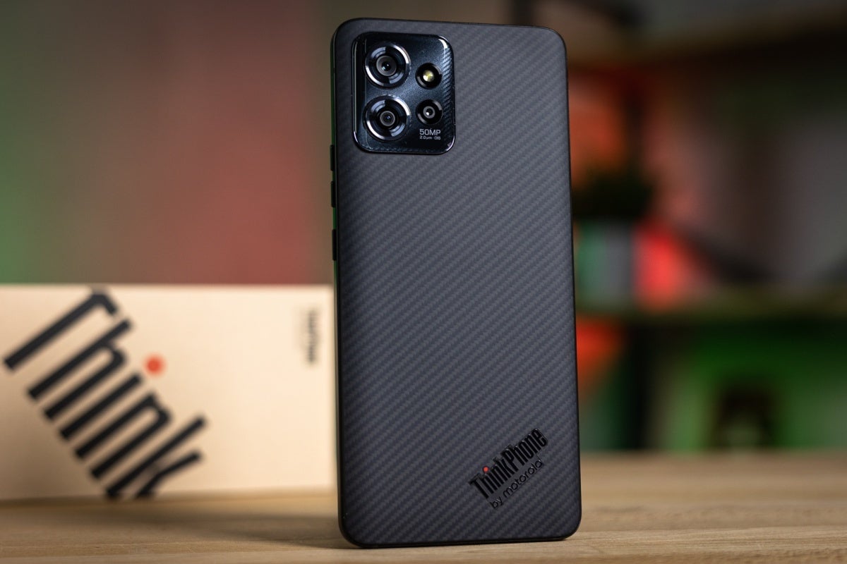 The robust rear cover of the 2023 ThinkPhone is expected to go largely unchanged in 2025. | Image Credit -- PhoneArena - Motorola&#039;s 2025 ThinkPhone leaks in full with a smaller screen, smaller battery, and upgraded camera