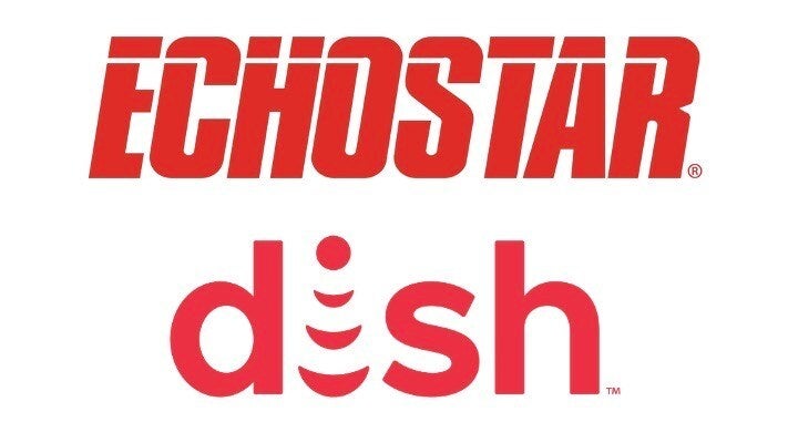 The EchoStar logo is on top of the Dish Network logo, both in red against a white background.