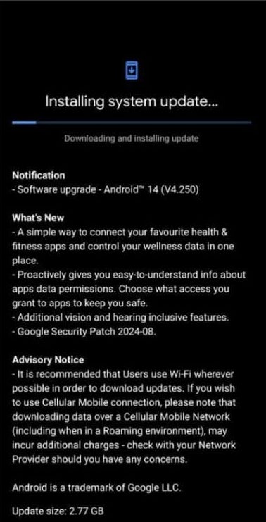 Nokia X20 Android 14 update changelog