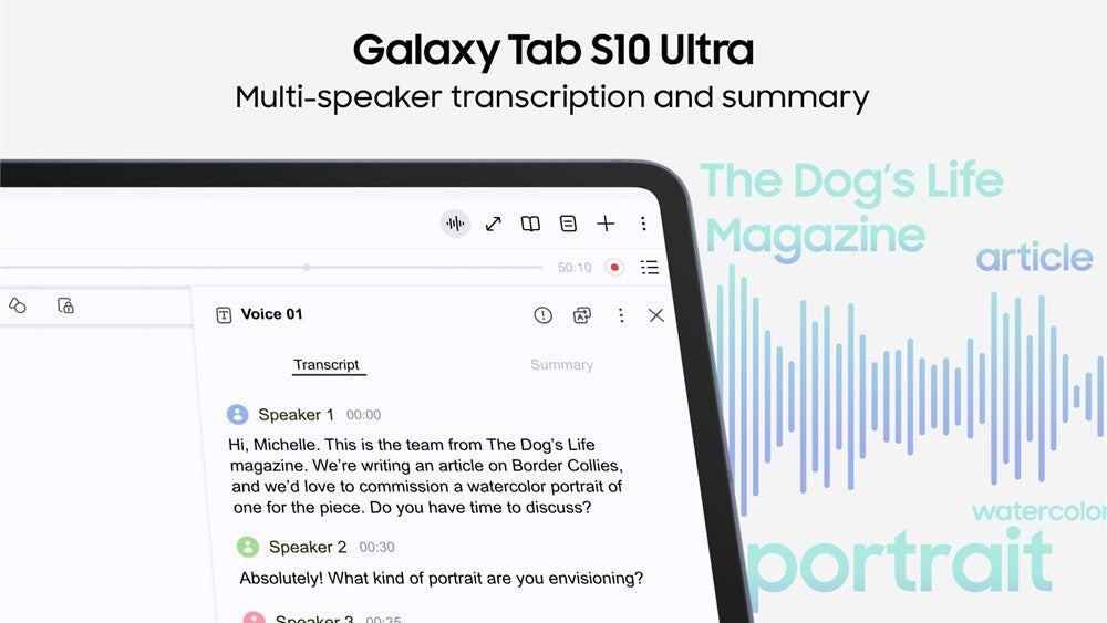 Galaxy Tab S10 series AI transcribe