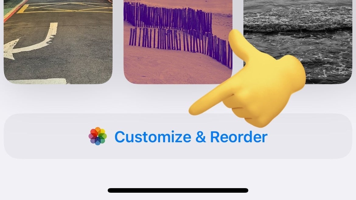 iOS 18 Photos app customization button.