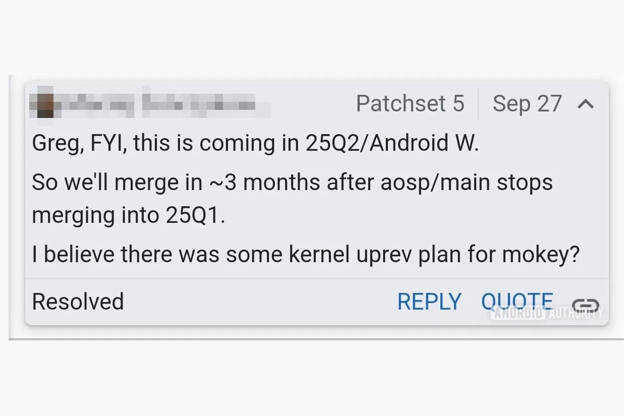 Screenshot of Android 16 referenced in AOSP