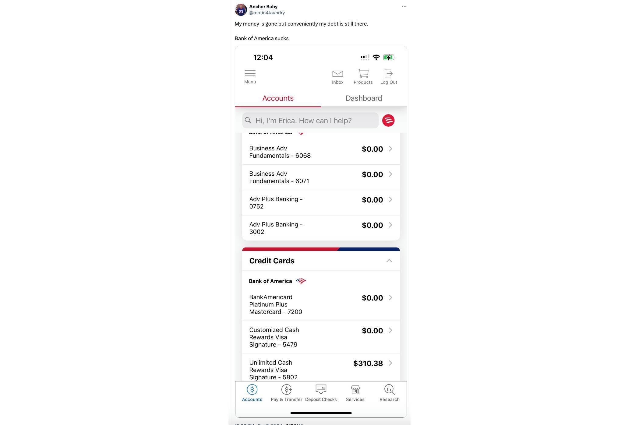 Bank of America customers are expressing their frustration after seeing their balance getting wiped to zero. | Image Credit - X - Here&#039;s how to view your current balance on Bank of America app amid zero balance fiasco