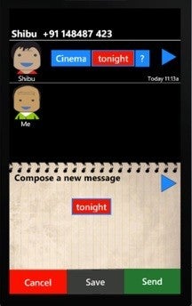 Easy SMS project for Windows Phone makes exchanging text messages easy for illiterate people