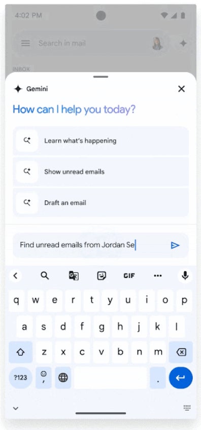 Gemini Q&A on Gmail for iOS