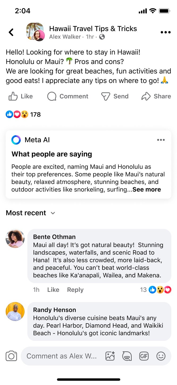 Screenshots from Facebook's revamp new features