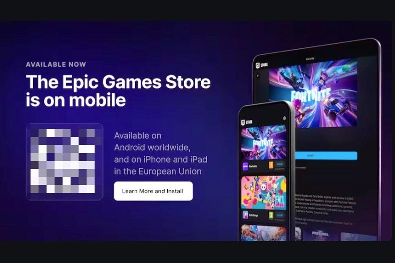 Screenshot from the Epic Games Store site displaying its availability