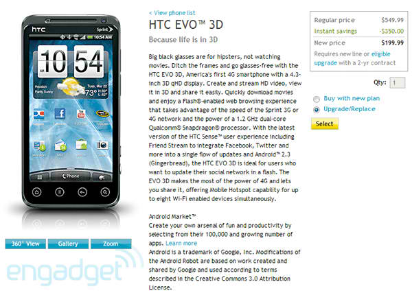 Sprint Premier customers get first dibs on buying the HTC EVO 3D; available now
