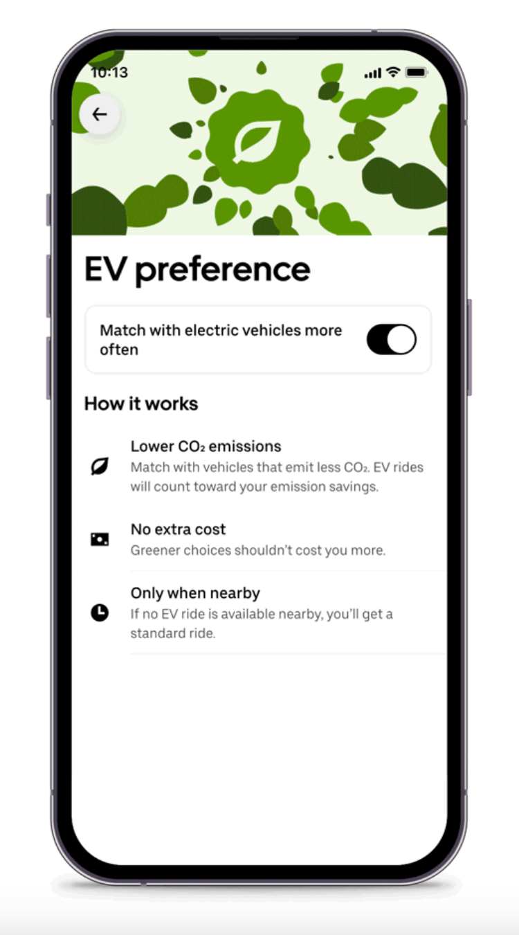 Uber is launching an EV-only option in multiple cities in the US
