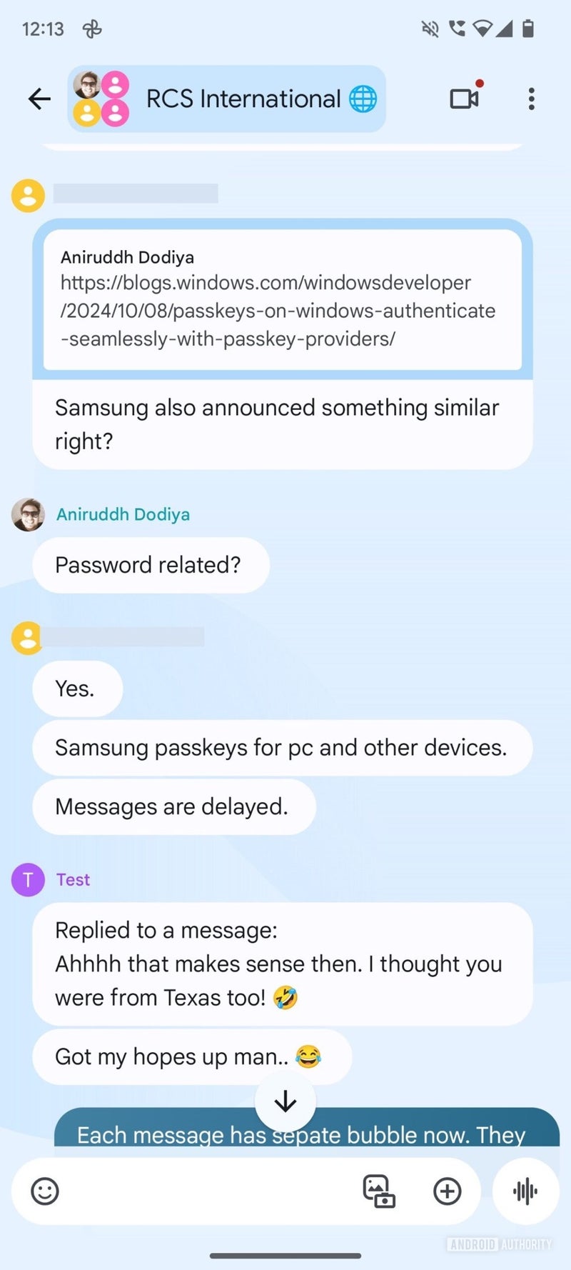 Screenshots from the new Google Messages facelift