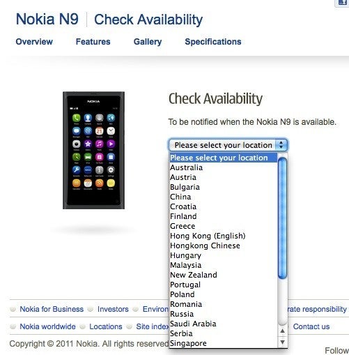 A list of countries that will get the Nokia N9 leaves out the U.S., the U.K. and India - Will the Nokia N9 end up in more than 23 countries?