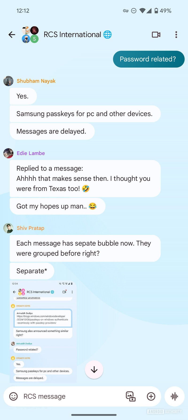 Screenshots from the new Google Messages facelift