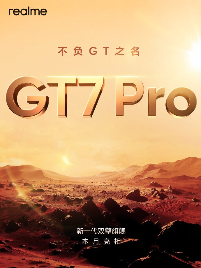 Realme GT 7 Pro smartphone poster.