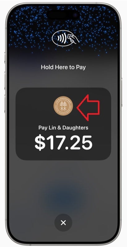 The company receiving a payment via Tap to Pay via iPhone can show its logo giving those sending money some piece of mind.