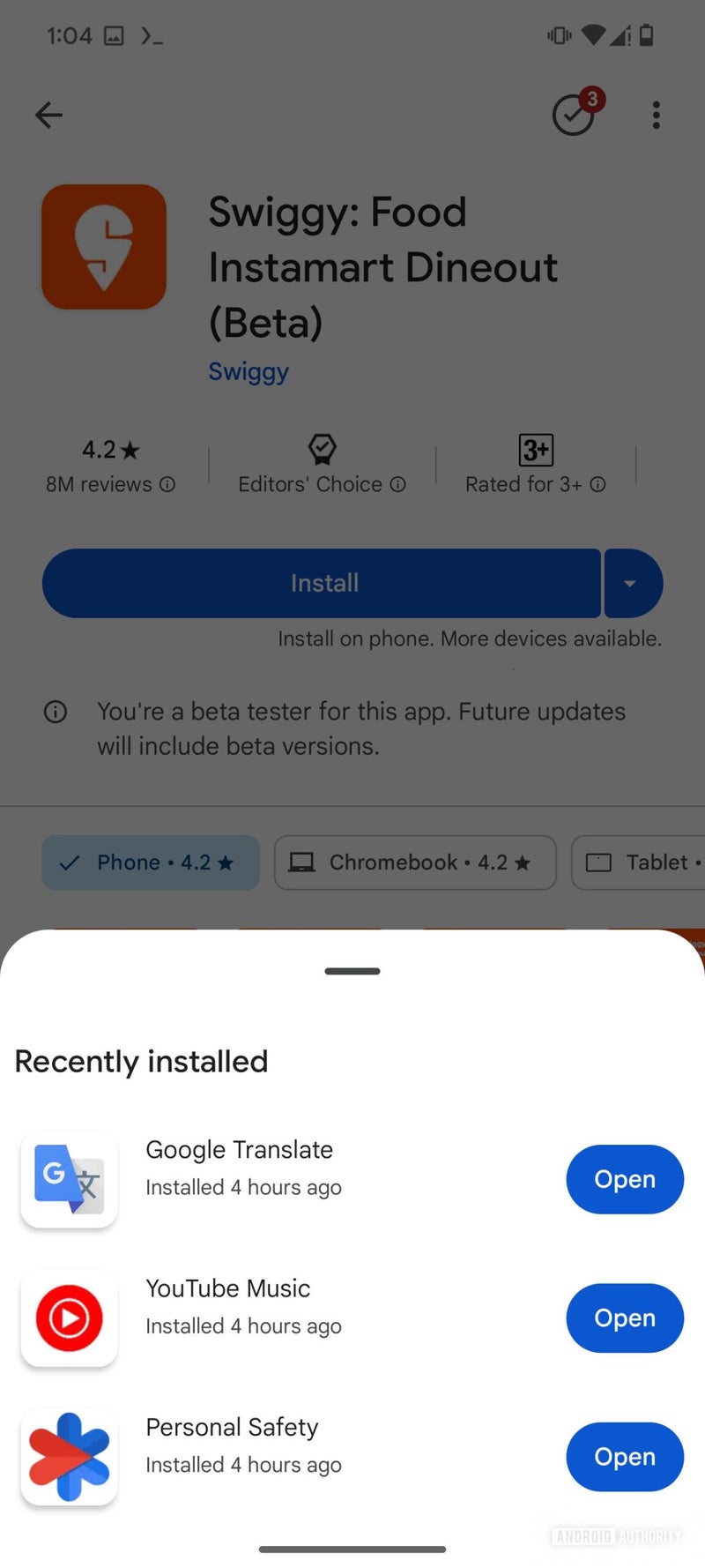 Screenshots of Google Play Store's possible new download manager