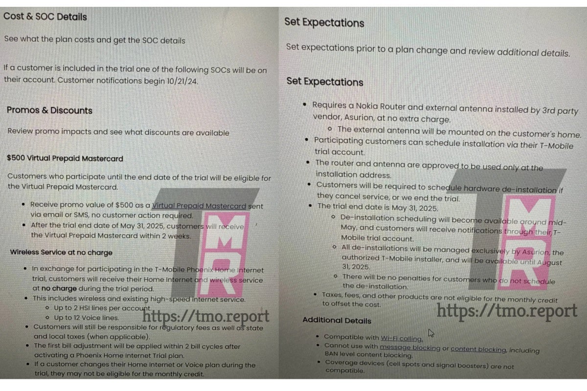 Leaked documents detailing new T-Mobile Home Internet trial