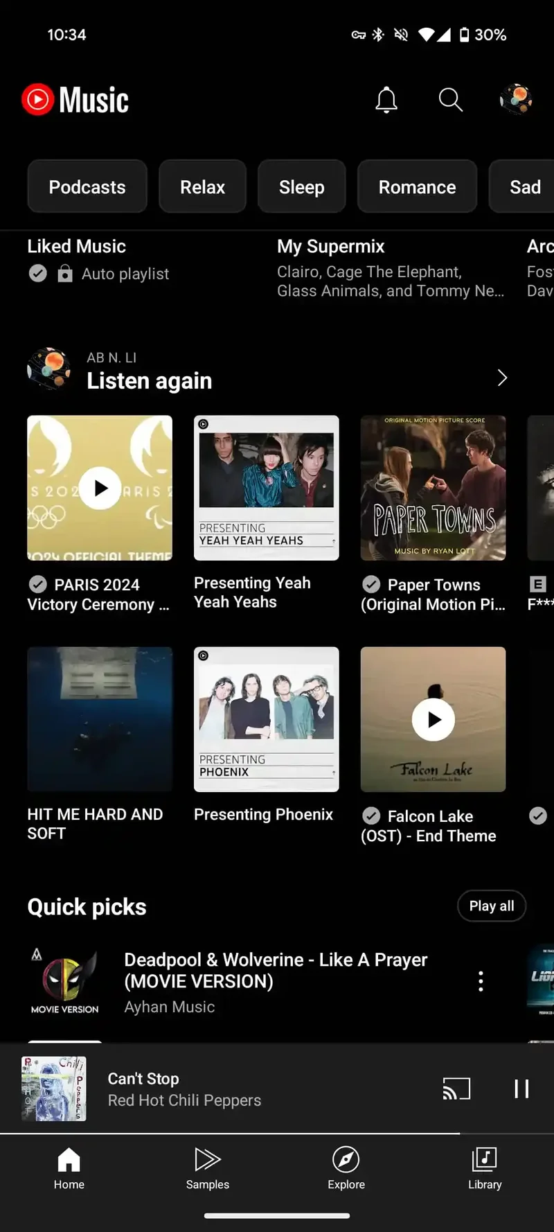 Screenshot of YouTube Music's Listen again section, now getting transformed into Speed dial.